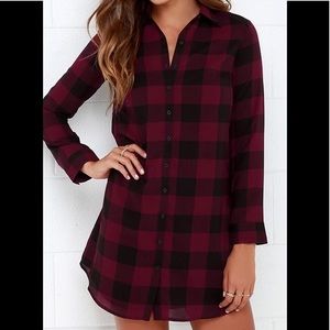 BB Dakota Burgundy Buffalo Plaid Dress